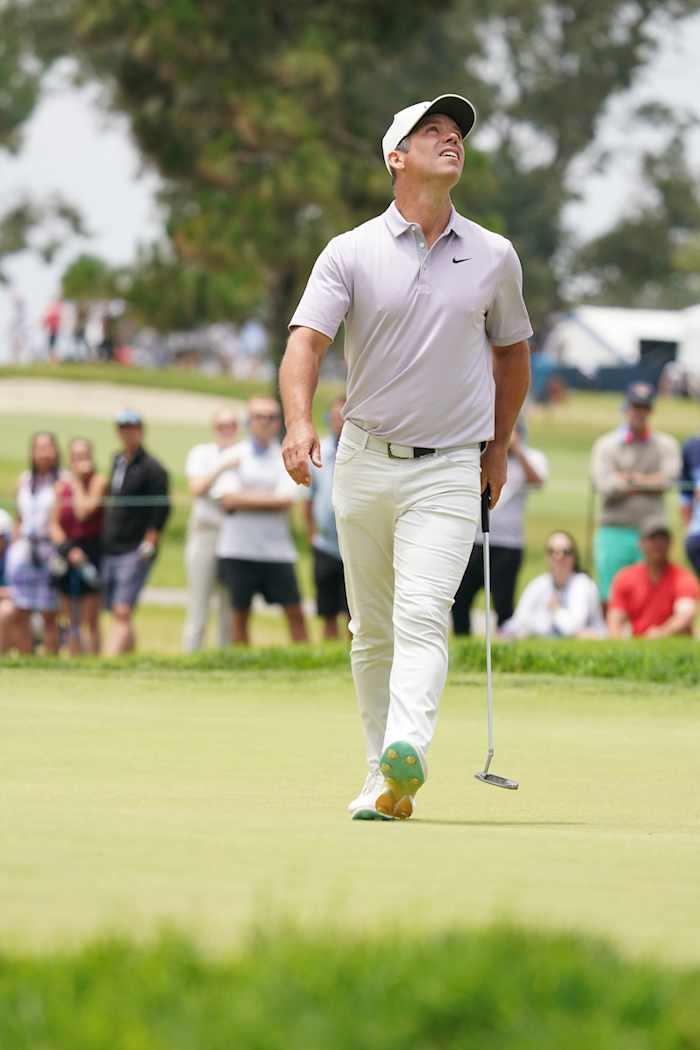 Paul Casey after missing a birdie putt on the 6th hole